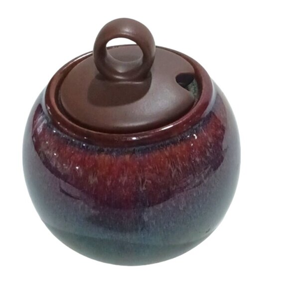 Vintage Ch'a Tea Collection Creamer & Lidded Sugar Bowl Reactive Brown - Picture 3 of 9